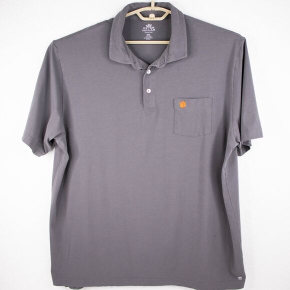 Peter Millar Gray Polo Shirt Seaside Wash Short Sleeve Pocket Logo Mens SIZE XXL - Picture 1 of 9